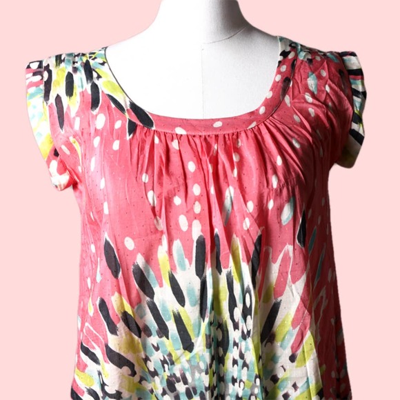 PAUL & JOE Sleeveless Printed Mini Cotton/Silk Tunic Dress - Picture 2 of 7